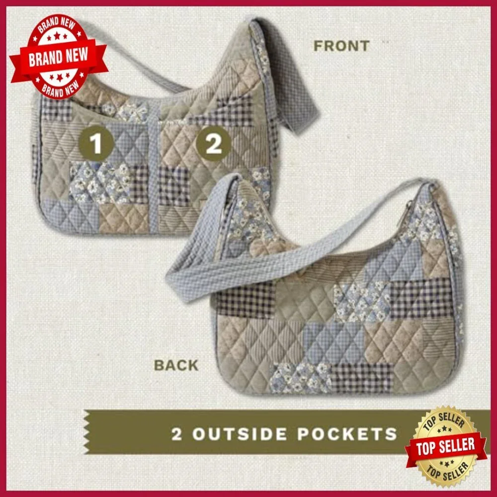 Lightweight Quilted Hobo Shoulder Bag with Multiple Pockets